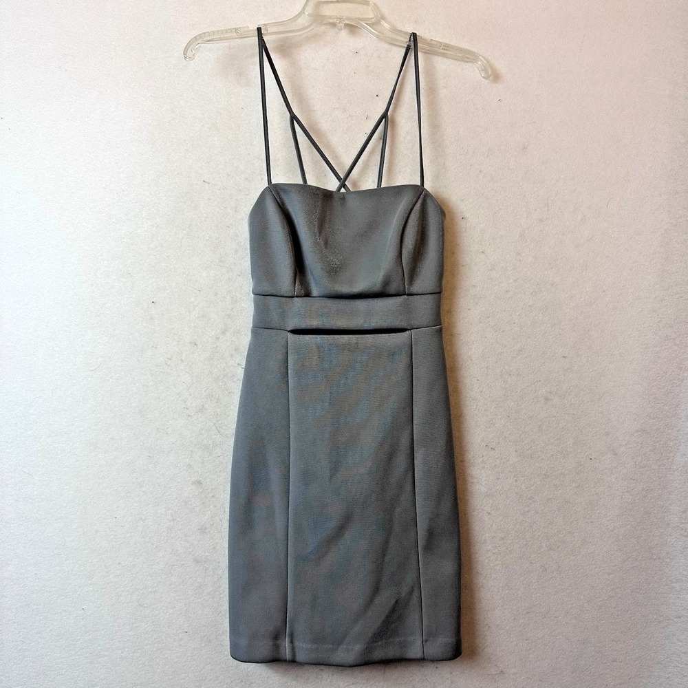 BCBGeneration Silver Strappy Cutout Mini Dress Size 4‎ NWT TXJ6232241-040